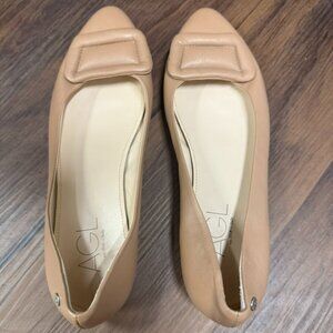 AGL Lolita Women's Leather Slip-On Low Studded Pointed Toe Ballet Flats